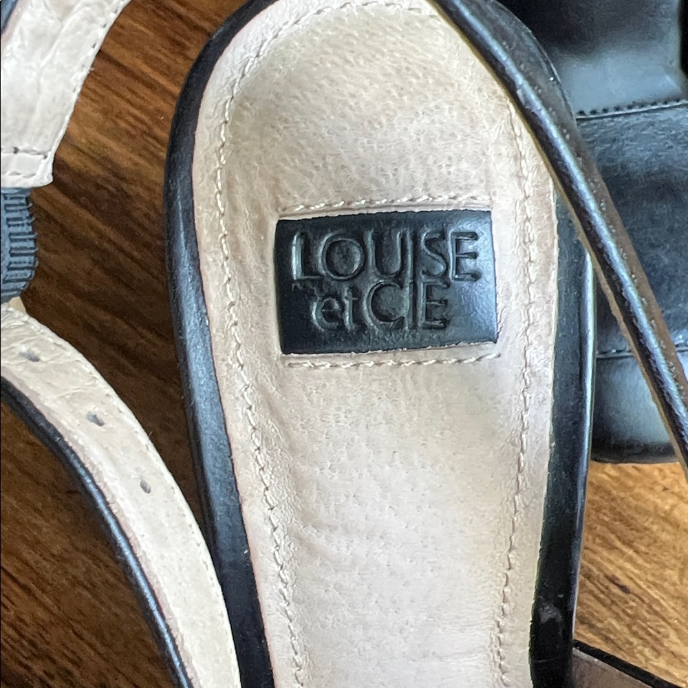 Louise eat CIE Black Leather Sling Back Loafer Pumps Block Heel Sz 7 - Picture 7 of 14